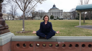 A photo of Dr. Moonaz in Washington DC after leading the US Congress in a meditation practice.